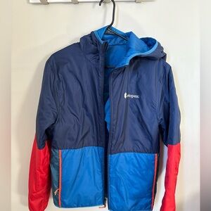 Cotopaxi Navy and Sky Blue Jacket with Red Accents